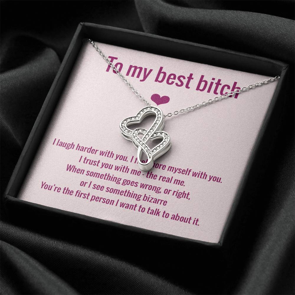To My Best Bitch Necklace - Double Hearts Double Hearts Necklace