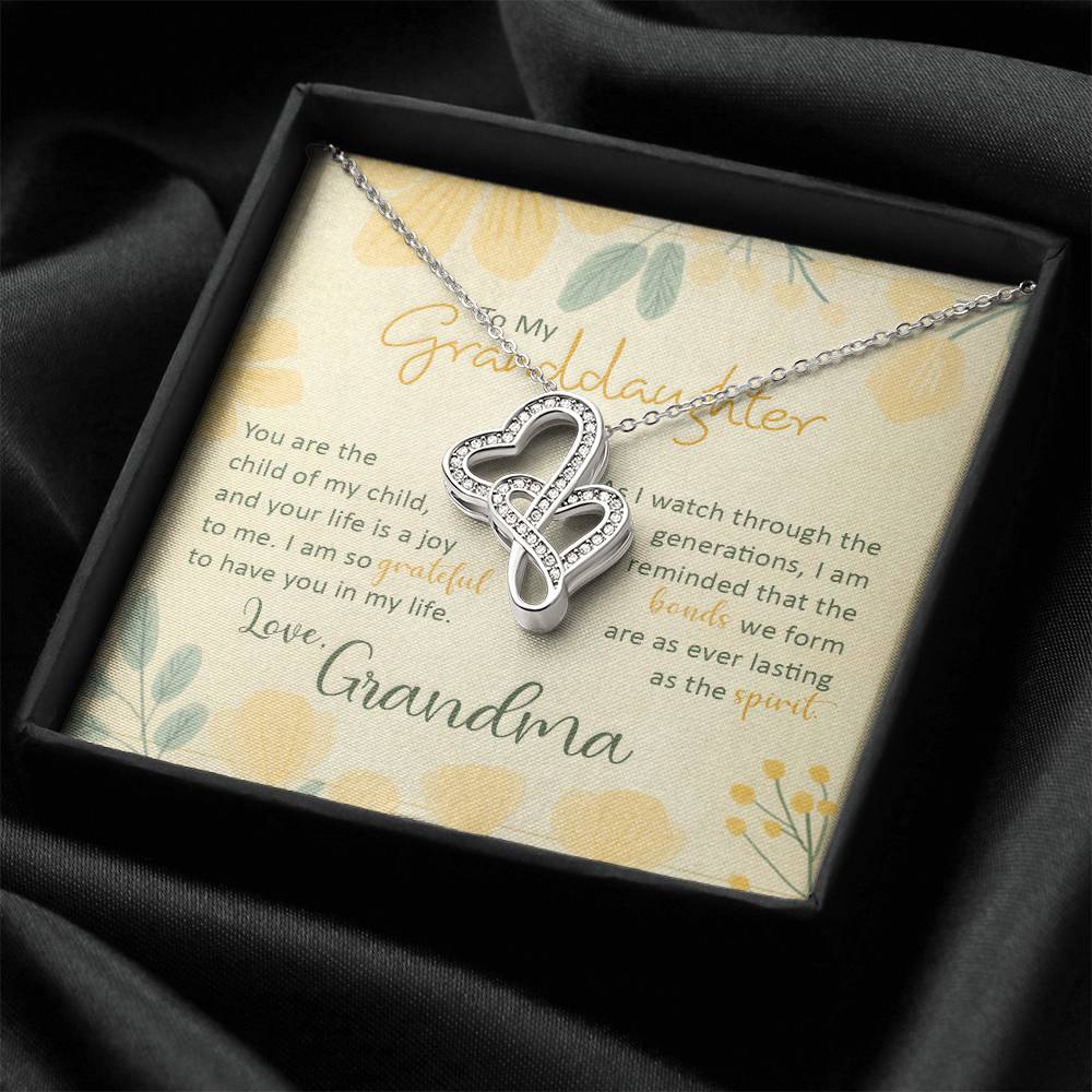 To My Granddaughter - Gift For Granddaughter - Gift From Grandma Double Hearts Necklace
