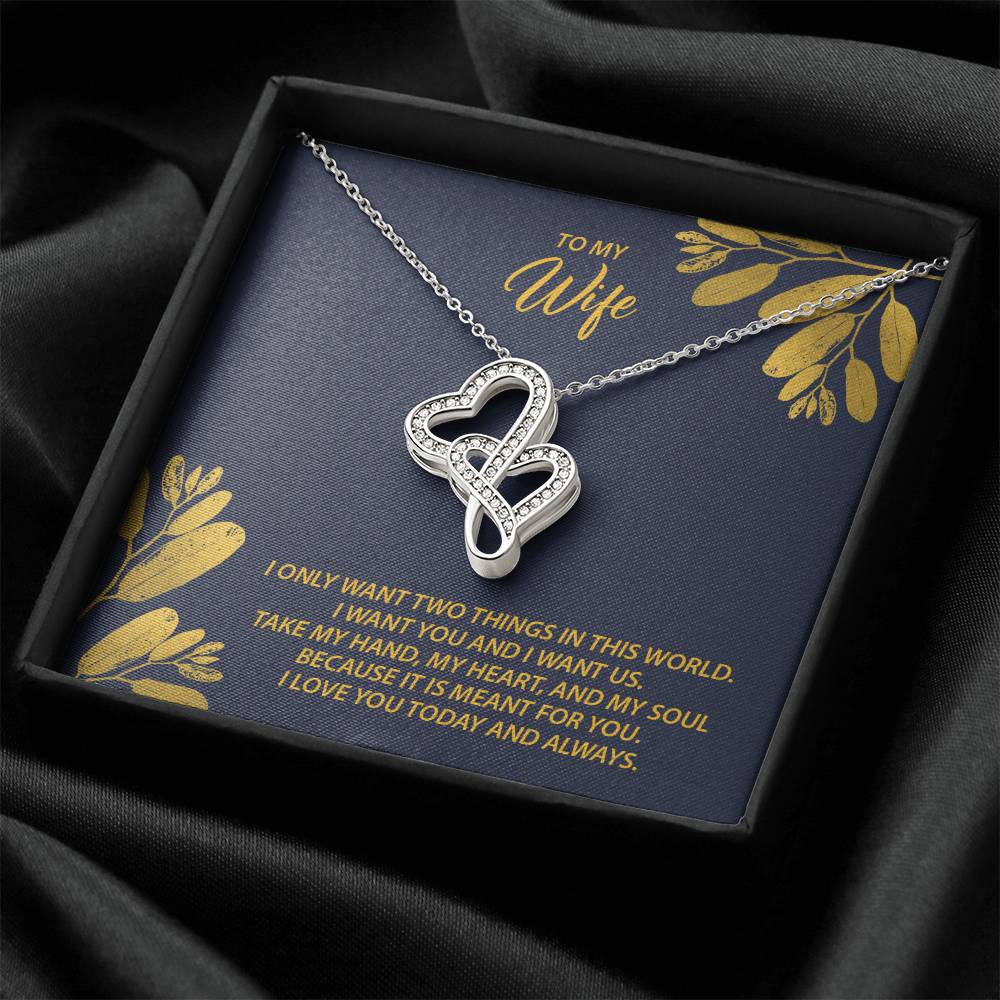 To My Wife  M38 Double Hearts Necklace