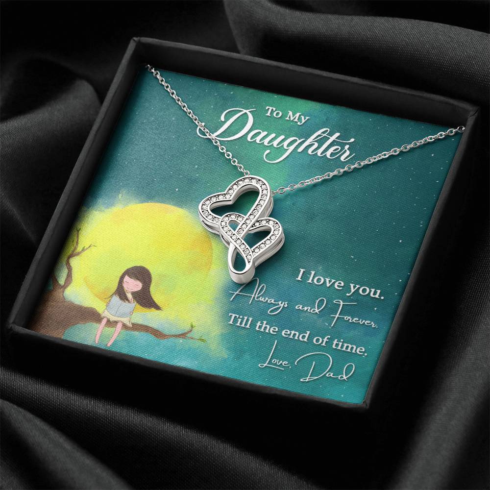 To My Daughter-Necklace For Gift Double Hearts Necklace