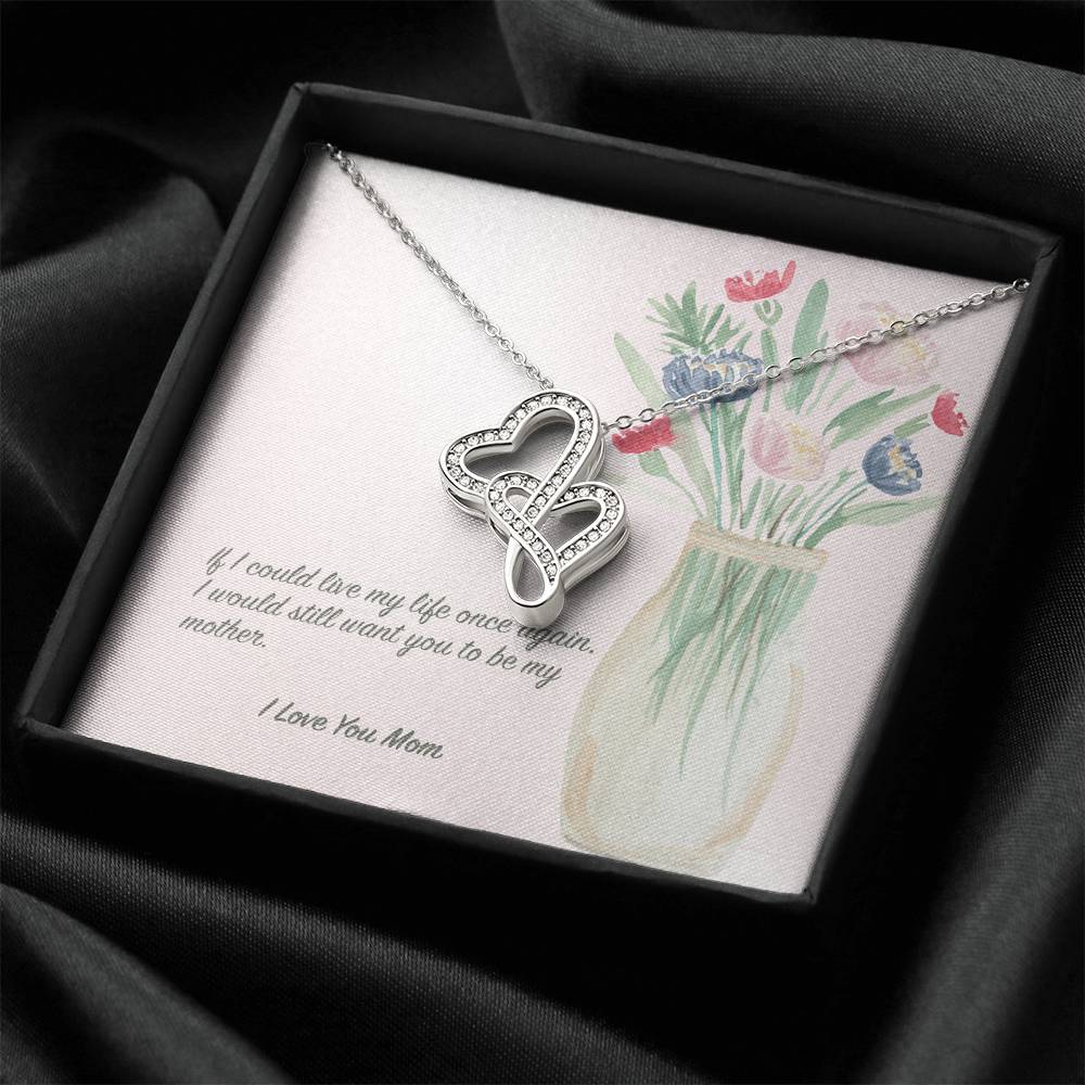 I  Love You Mom Necklace Double Hearts Necklace