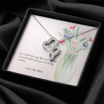 I  Love You Mom Necklace Double Hearts Necklace