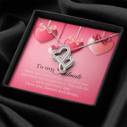 To My Soulmate Gift Double Hearts Necklace
