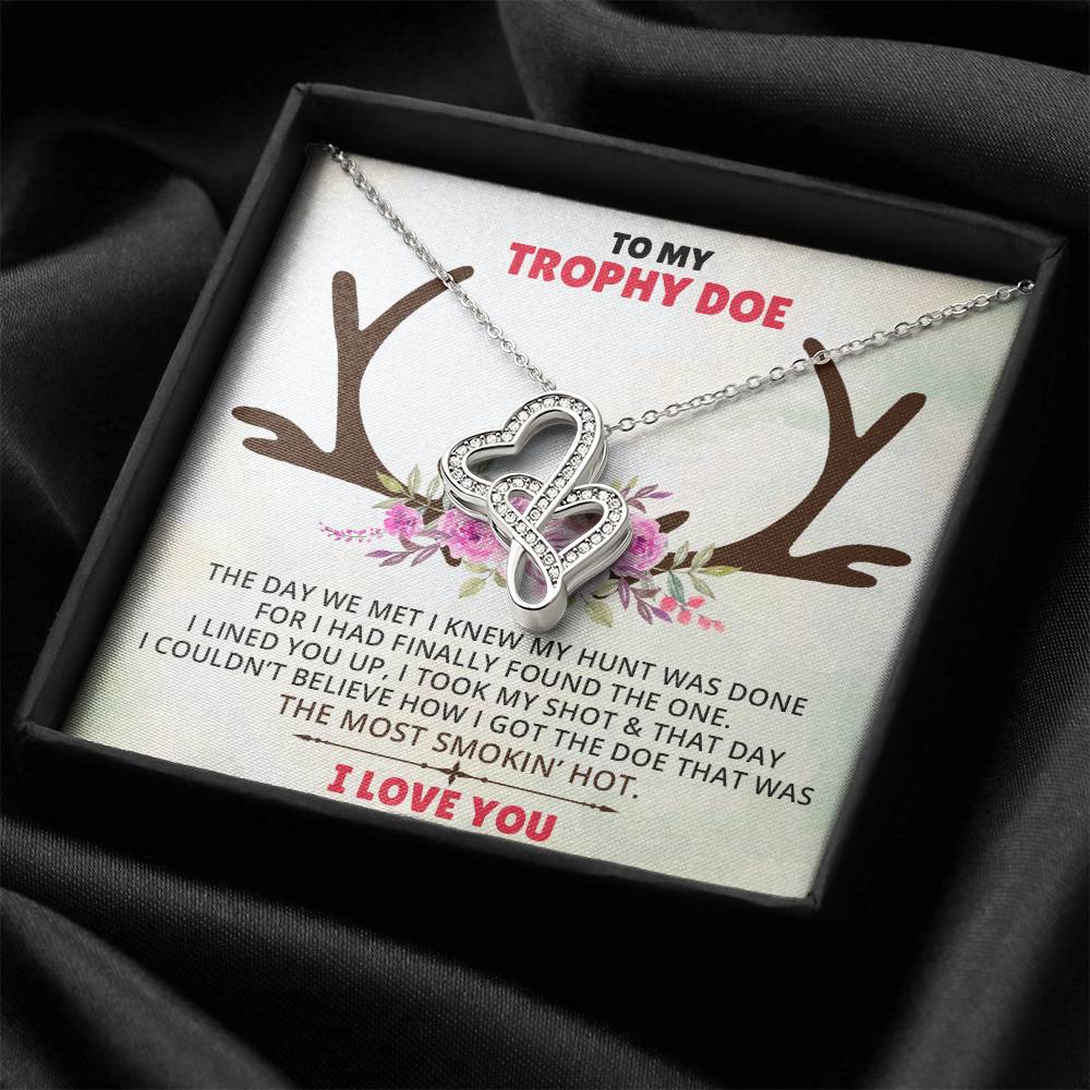 Stepped Into Range  Wedding Day Gift Her  Hunting Gift For Her  Gift For Girlfriend  Gift For Fiancé  Valentines Day G Double Hearts Necklace