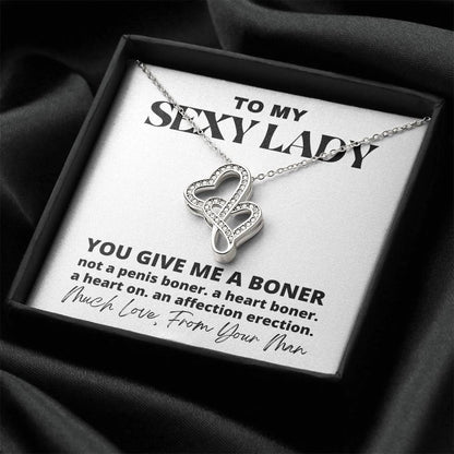 You Give Me A Boner Necklace 1 Double Hearts Necklace