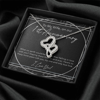 Joined Hearts Necklace Anniversary Gift For Wife To My Wife Wife Jewelry Anniversary Necklace Wife Gift Sentimental An Double Hearts Necklace