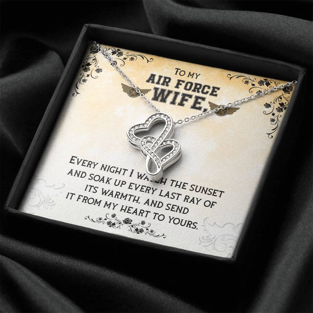 To My Air Force Wife Necklace Double Hearts Necklace
