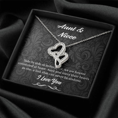 Side By Side Or Miles Apart- Aunt And Niece Double Hearts Necklace