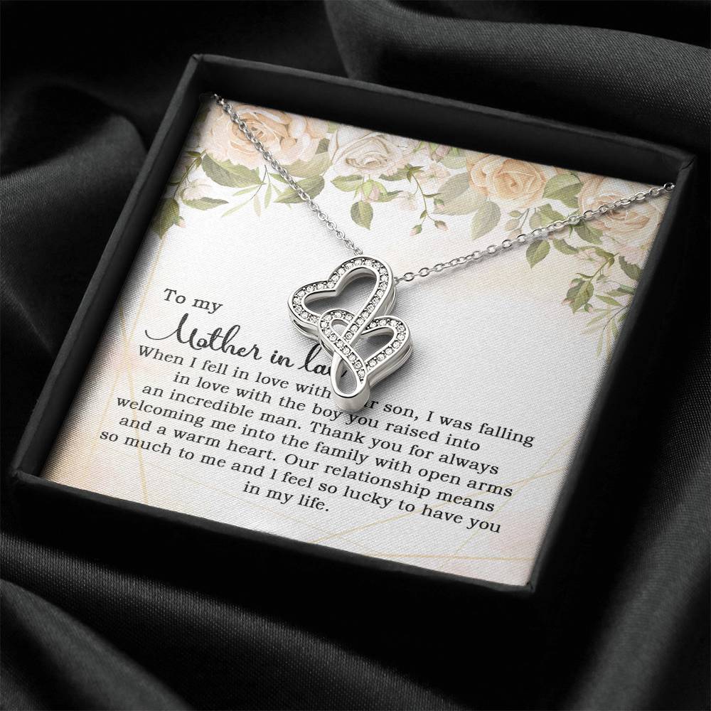 To My Mother In Law When I Fell In Love With Your Son  Double Hearts Necklace