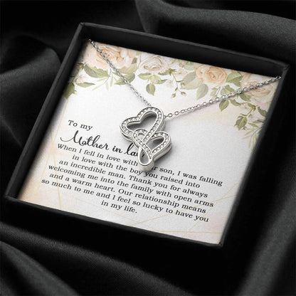 To My Mother In Law When I Fell In Love With Your Son  Double Hearts Necklace