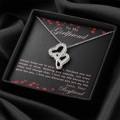 To My Girlfriend - Best Jewelry For Girlfriend -  For Girlfriend Double Hearts Necklace