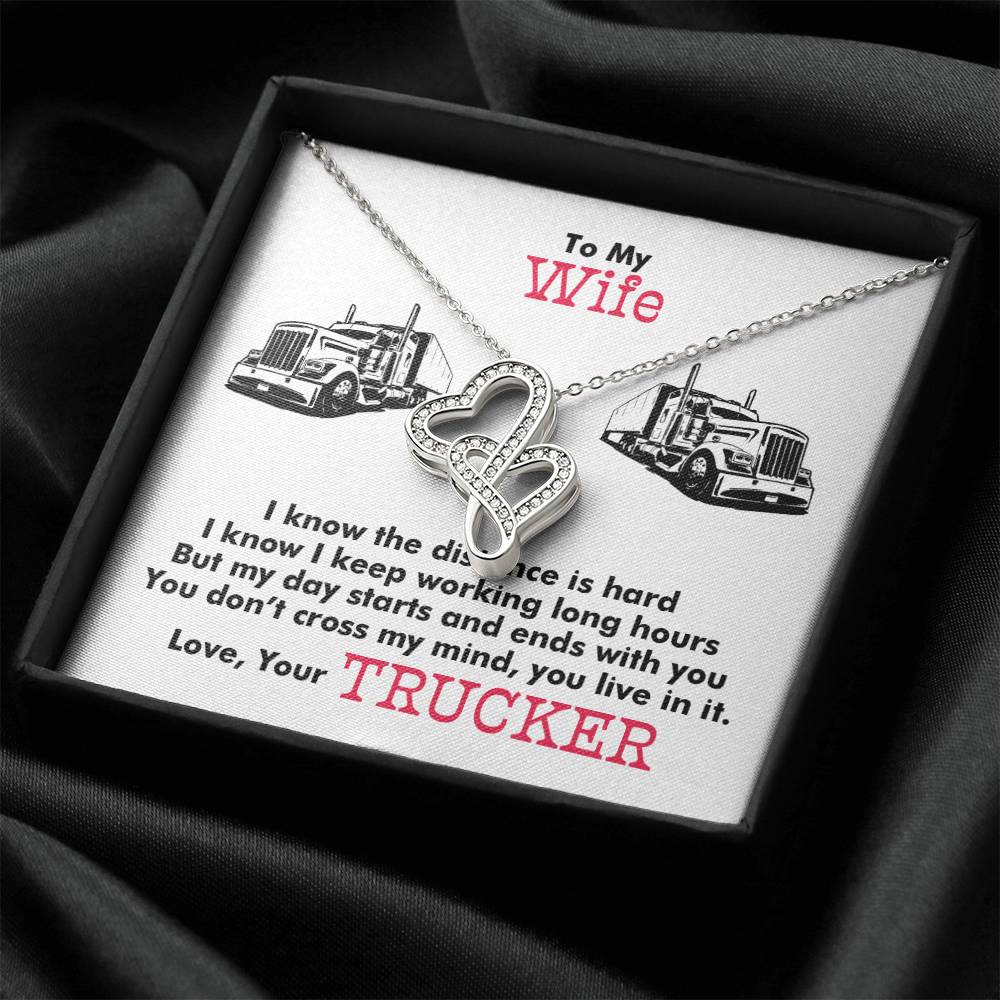 Trucker's Wife -  Double Hearts Necklace