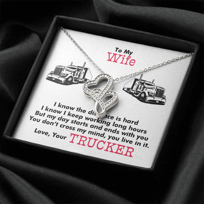 Trucker's Wife -  Double Hearts Necklace