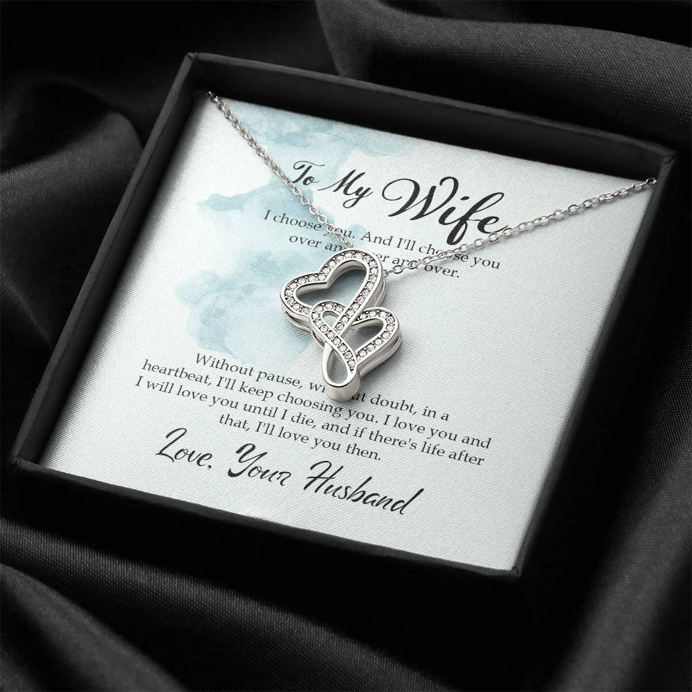Gift For You My Wife. Double Hearts Necklace