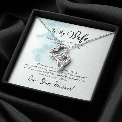 Gift For You My Wife. Double Hearts Necklace