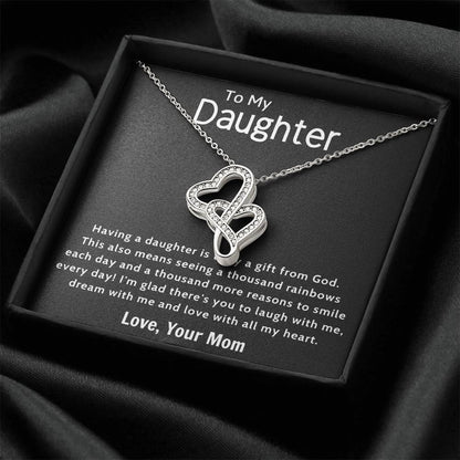 Daughter Gift Necklace Daughter Birthday Gift Gift For Daughter Daughter Jewelry 13 Double Hearts Necklace