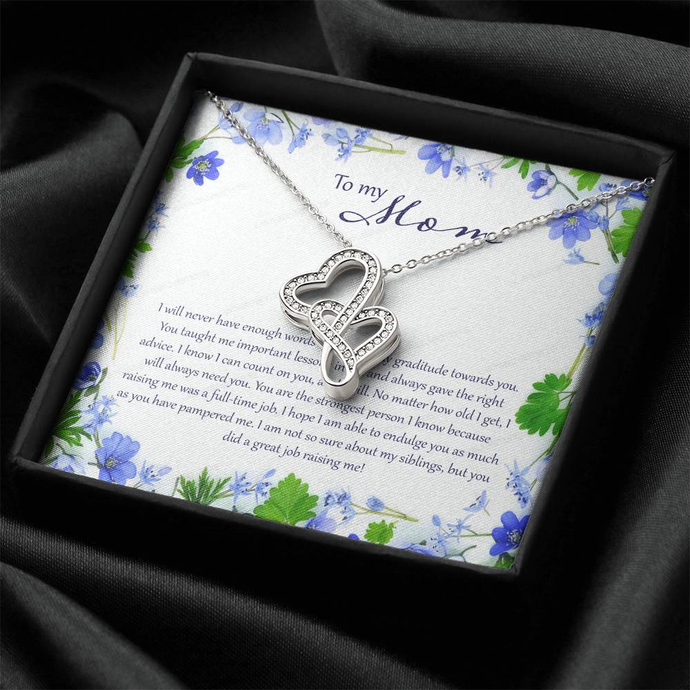 To My Mom I Will Never Have Enough Words Double Hearts Necklace