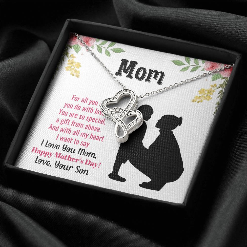 Mom You Are So Special -  1 Double Hearts Necklace