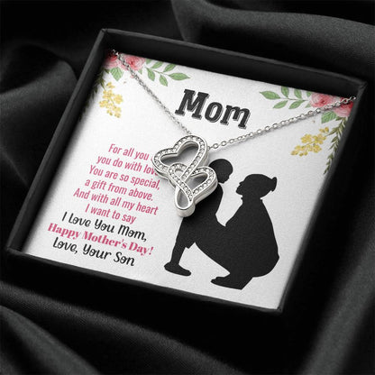 Mom You Are So Special -  1 Double Hearts Necklace