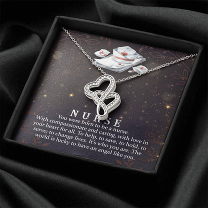 Nurse Necklace Gift For Nurse Healthcare Worker Gifts For Her Medical Gifts Graduation Nurse Gi Double Hearts Necklace