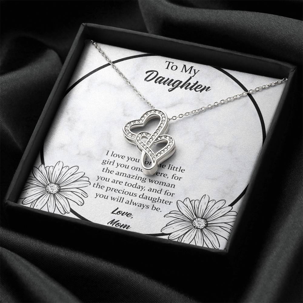 To My Daughter I Love You For The - Love Mom Double Hearts Necklace