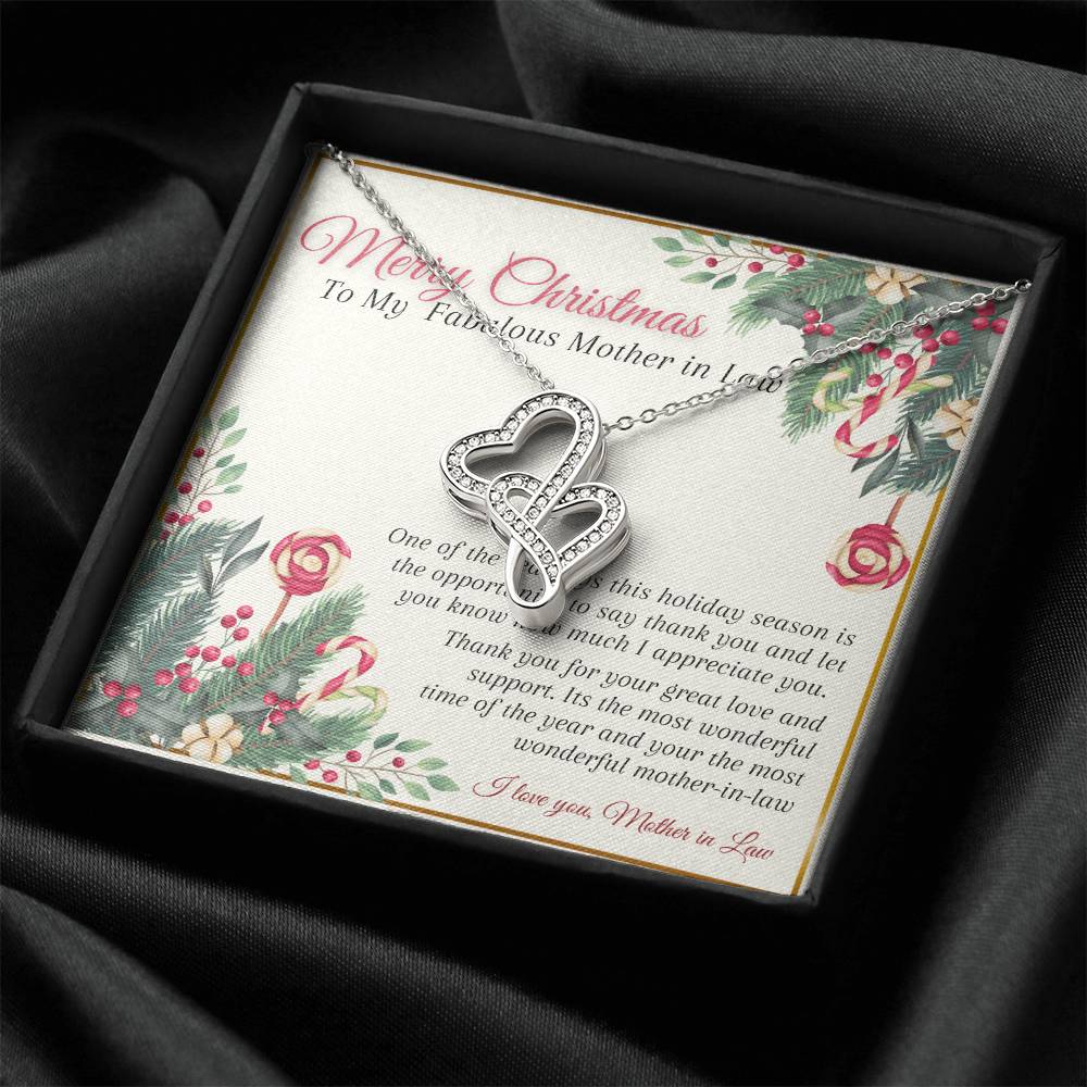 Mother In Law Christmas Gift Double Hearts Necklace