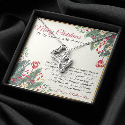 Mother In Law Christmas Gift Double Hearts Necklace