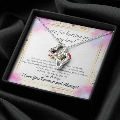 Sorry For Hurting You My Love Double Hearts Necklace
