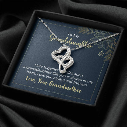 To My Granddaughter - Love You Always And Forever -  Double Hearts Necklace