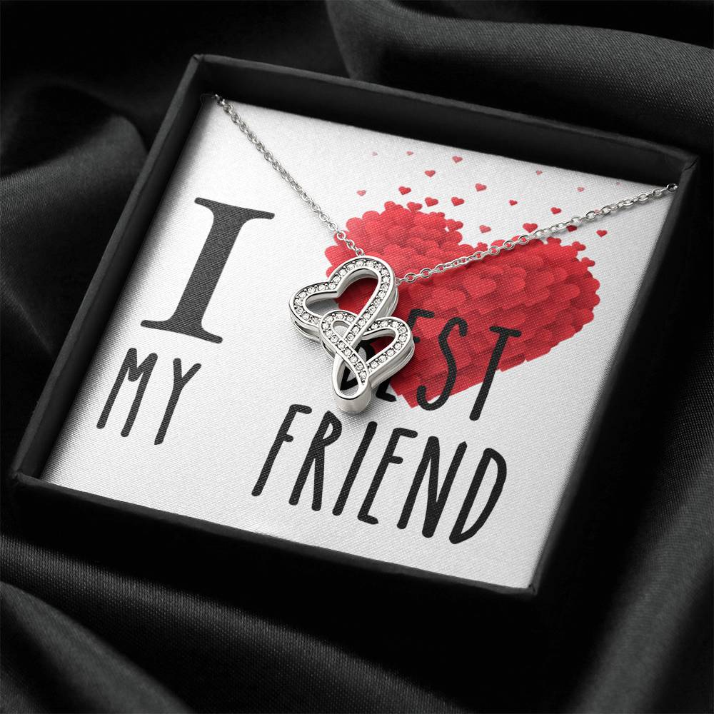 I Love My Best Friend Double Hearts Cz Necklace For Valentines Day Or Birthday Gift Double Hearts Necklace
