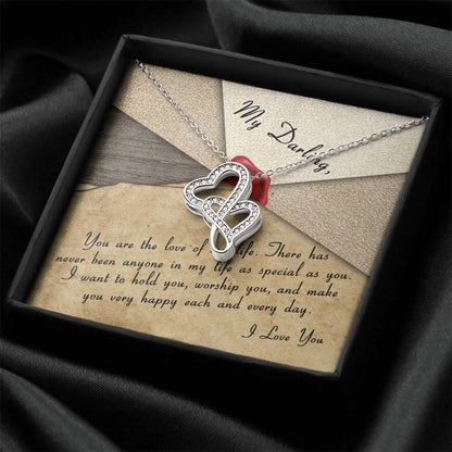To My Love - Double Heart Necklace For Her Valentine's Day Love Gift For Wife Girlfriend Soulmate Future Wife - Annive Double Hearts Necklace