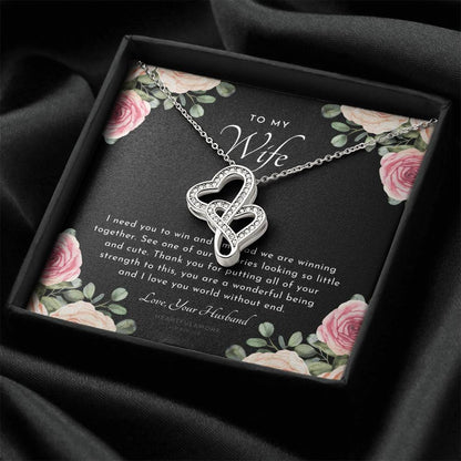 Postpartum Gift For Wife Gift For Wife Post Pregnancy Becoming A Mother Gift Gift For Wife Birth Wife After Pregnancy  3 Double Hearts Necklace