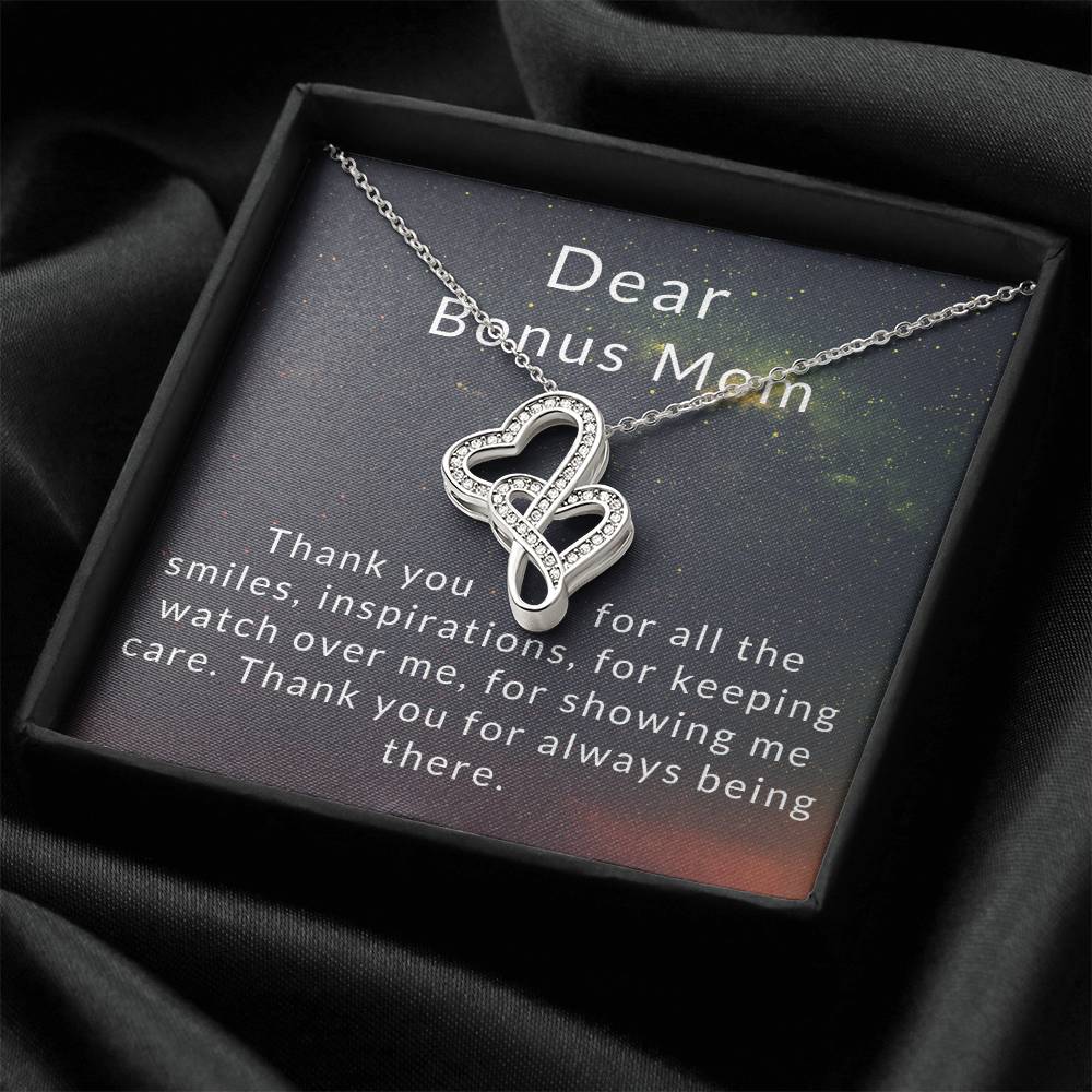 To My Bonus Mom Double Hearts Necklace