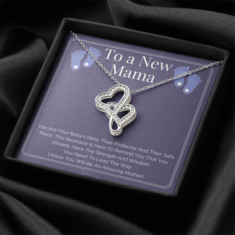 New Mommy Gift Mama To Be Present - Pregnancy Gift Double Hearts Necklace