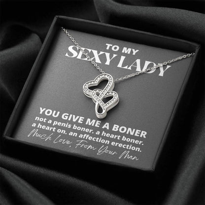 You Give Me A Boner Necklace Double Hearts Necklace