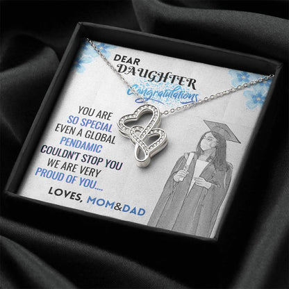 Graduation Necklace To My Daughter  2021 Congratulation Gift Graduation Gift For Daughter Double Hearts Necklace