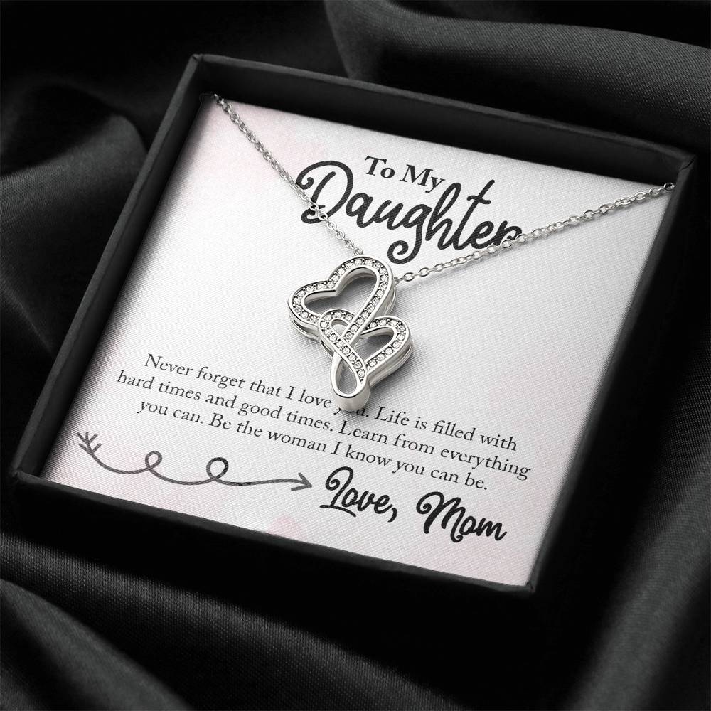 To Daughter From Dad 2 Double Heart Necklace Gift - Gifts For Daughter Gifts For Her - Birthday Gifts - Daughter Gift  1 Double Hearts Necklace