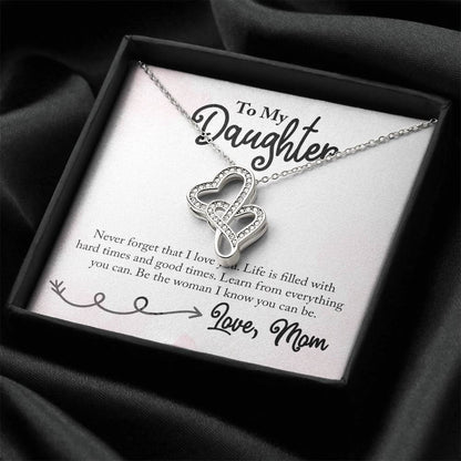 To Daughter From Dad 2 Double Heart Necklace Gift - Gifts For Daughter Gifts For Her - Birthday Gifts - Daughter Gift  1 Double Hearts Necklace