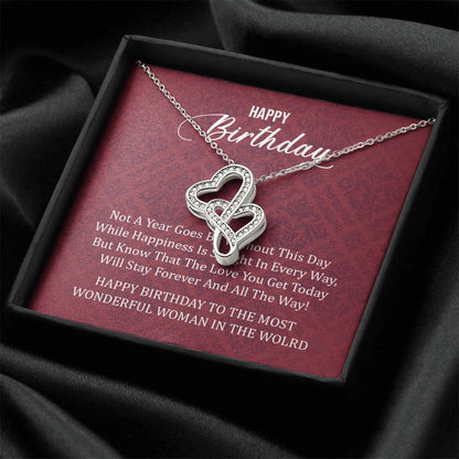 Happy Birthday To The Most Wonderful Woman In The World  1 Double Hearts Necklace