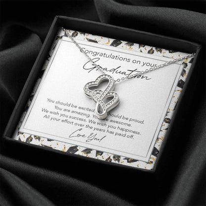 Joined Hearts Necklace College Graduation Gift For Her Phd Graduation Gift For Daughter High School Graduation Gift Fo 1 Double Hearts Necklace