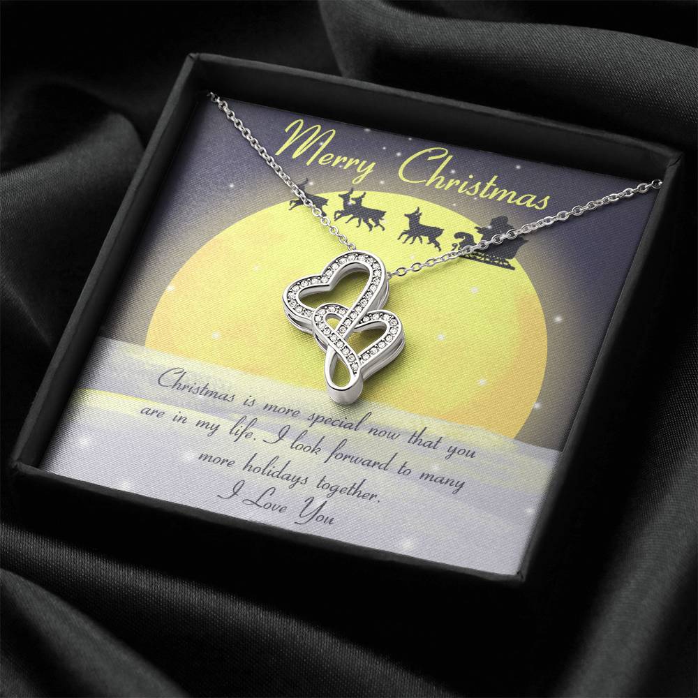 Merry Christmas - Best For All Double Hearts Necklace