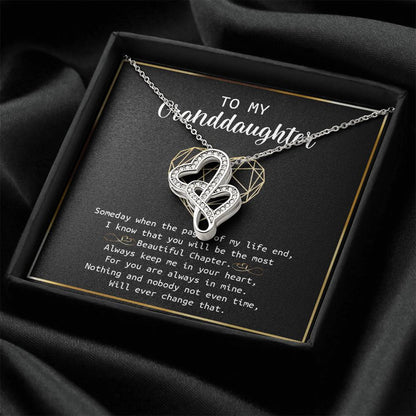 To My Granddaughter - I Love You Message - Tmg04 Double Hearts Necklace