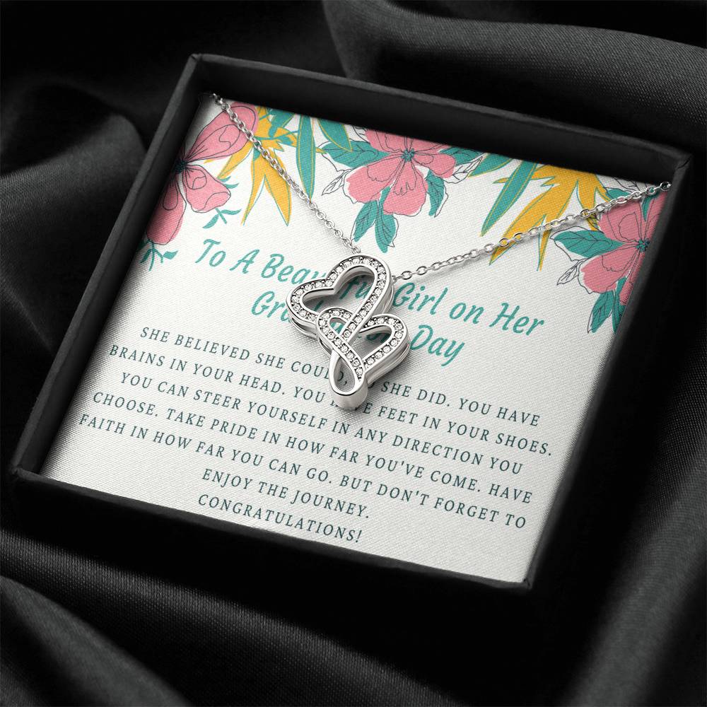 Graduation Gift Necklace - Graduation Gift For Her - College Graduation Gift For Her - High School - Senior Graduation Double Hearts Necklace