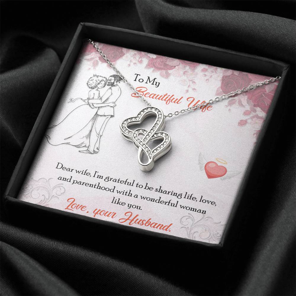To My Beautiful Wife My Beautiful Wife Necklace Necklace Keepsake For A Wife Necklace Present For Wife To My Beautiful Double Hearts Necklace