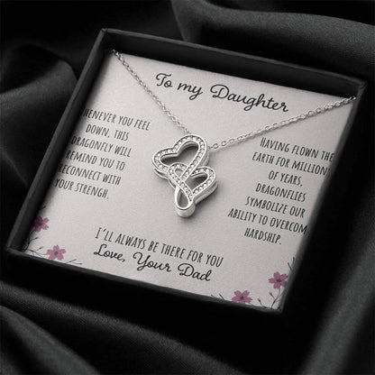 To My Daughter Whenever You Feel Down - Love Dad Double Hearts Necklace