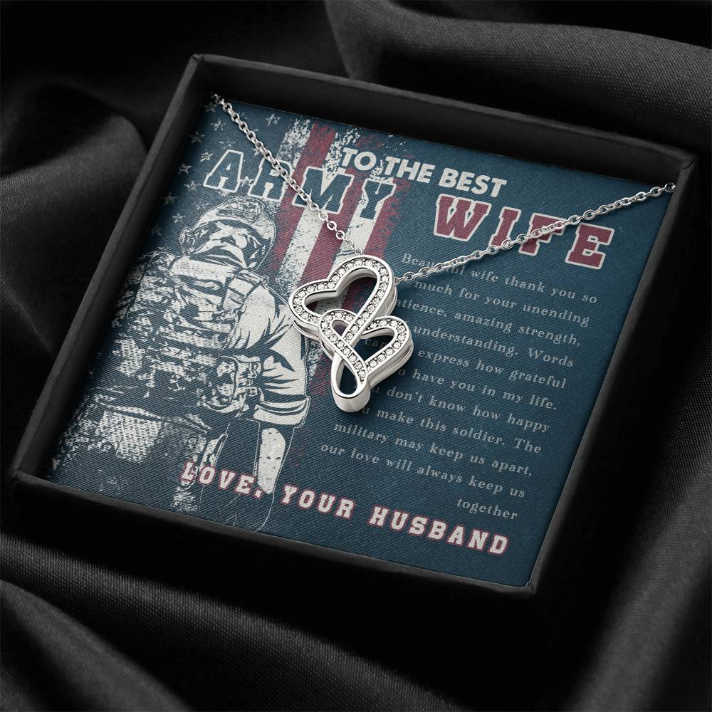 To The Best Army Wife - Double Hearts 1 Double Hearts Necklace