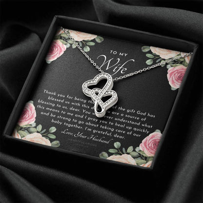Postpartum Gift For Wife Gift For Wife Post Pregnancy Becoming A Mother Gift Gift For Wife Birth Wife After Pregnancy  1 Double Hearts Necklace