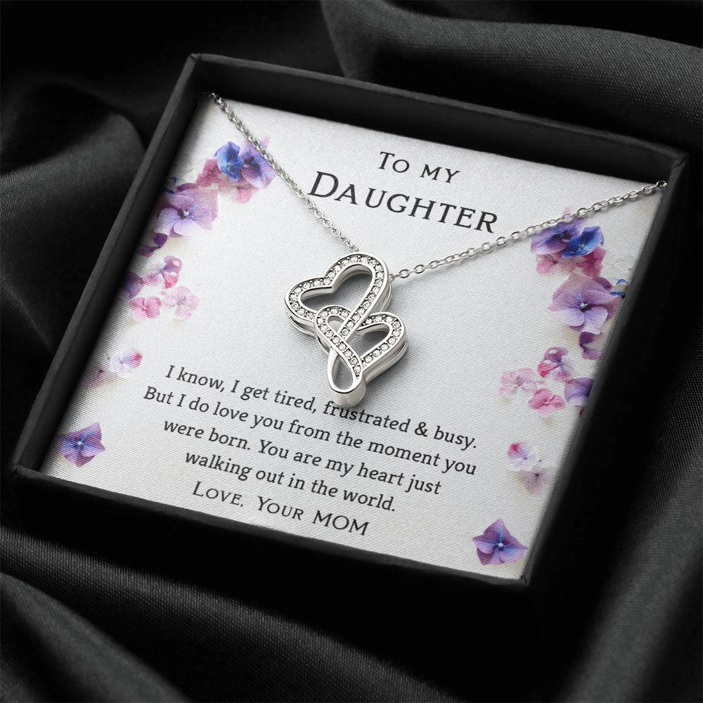 Special Mother Daughter Necklace- Adorable Gift For Daughters- Perfect Gift From Mom In Any Occasion. Double Hearts Necklace