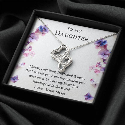 Special Mother Daughter Necklace- Adorable Gift For Daughters- Perfect Gift From Mom In Any Occasion. Double Hearts Necklace