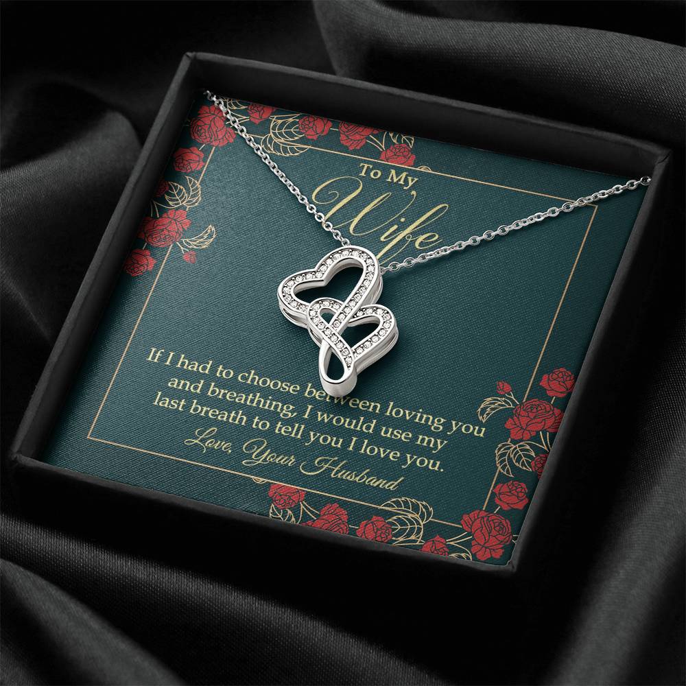 Husband To Wife -  For Gift 1 Double Hearts Necklace